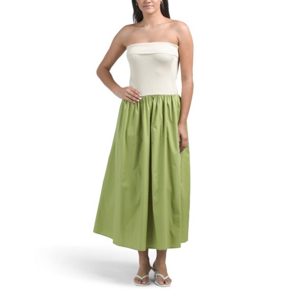MOON RIVER Sage Strapless Two Tone Midi Dress - Picture 1 of 2